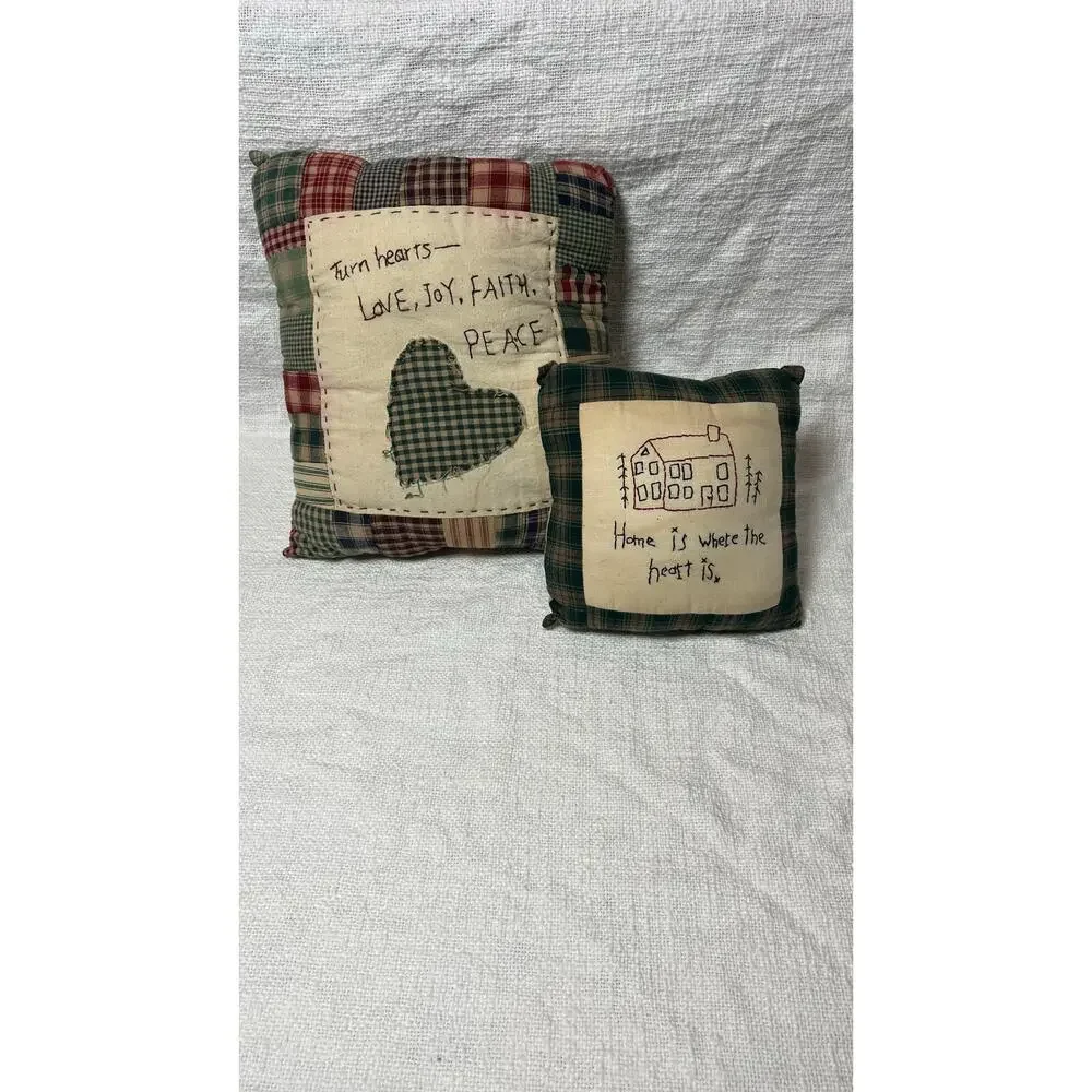 Primitive Country Patchwork Pillows Farmhouse Rustic Cottagecore Handmade Decor